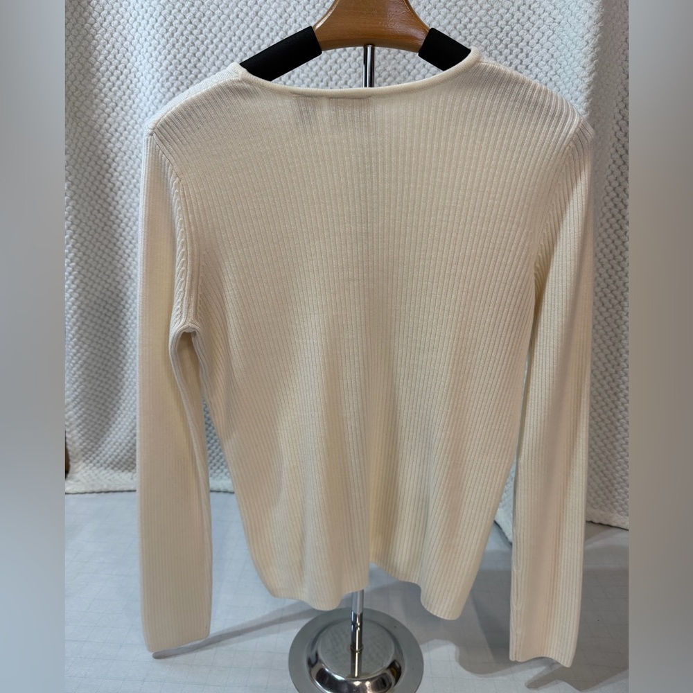 Cream Ribbed Knit Sweater - Picture 3 of 3